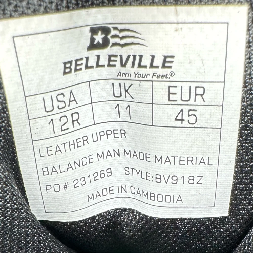 Belleville Ultralight Black Tactical Work Boots Men’s‎ Sz 12